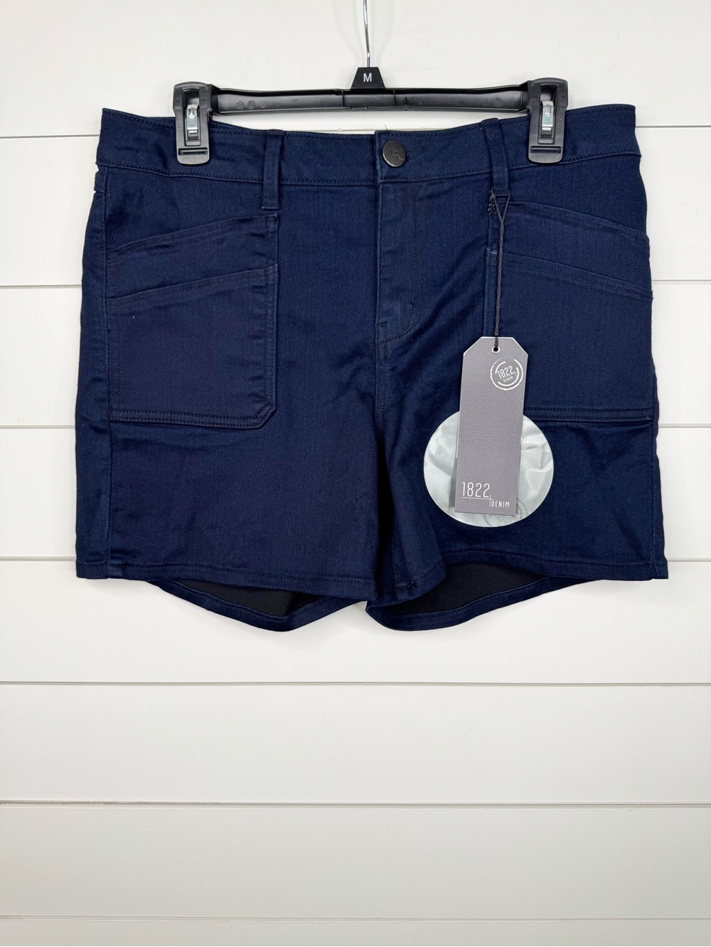 1822 Denim Shorts Womens Size 14 Blue Dark Wash Stretch Soft High Rise
